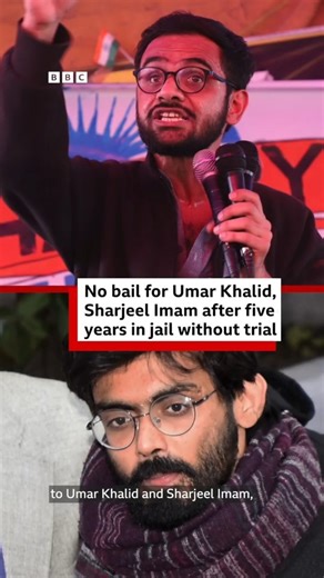 BBC News India on Instagram: "Umar Khalid and Sharjeel Imam, two prominent student activists have been denied bail after being held in prison for nearly five years without trial. They were arrested after the 2020 Delhi riots. Police accused them of conspiracy to incite deadly clashes in the capital that killed 53 people, mostly Muslims. They were held under strict anti-terror laws that make bail difficult. They had denied the charges and unsuccessfully applied for bail in courts over the years.