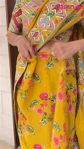 Amrut - The Fashion Icon on Instagram: "Saree hack you must try ✨ ✨ New Arrival ✨ 📍 Only at Amrut – The Fashion Icon, Surat 🌏 Shipping Worldwide 📞 Enquiries: +91 91579 18000 ☎️ Video Appointments: +91 99090 26788 🌐 www.amrut.co 📍 Visit us: Lal Bunglow, Opp. Surat Civil Court, Athwalines, Surat – 395007 #amrutthefashionicon#shippingworldwide#AmrutStyle#indianfashion#ethnicwear#weddingdress #onlineshopping#videocall #videocallshopping #indianfashion #surat #saree #yellowsaree #trend #hacks #s