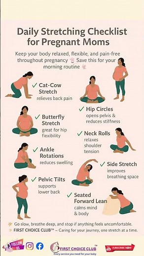 🧘‍♀️✨ Daily Stretching Checklist for Pregnant Moms!