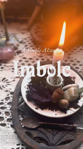 If you are looking to create a simple altar for Imbolc, here is a tutorial on how to honor the Sabbat without taking up too much space. Offerings such as: •Milk •Honey •Bread •Nuts and Seeds can be set on your altar Items to create the altar include: •A bowl or plate to add soil •Seeds •Nuts either foraged or in your home •Crystals such as rose/clear/green quartz & amethyst •Bay Leaves I anointed my candle with, •Honey •Flowers like Lavender Chamomile St. John’s Wort As you light your candle, fo