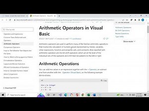 Arithmetic Operators for Visual Basic