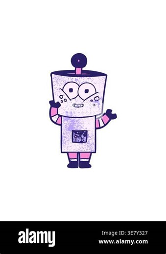 radioactive glowing animation of happy cartoon robot waving hello Stock Video Footage - Alamy