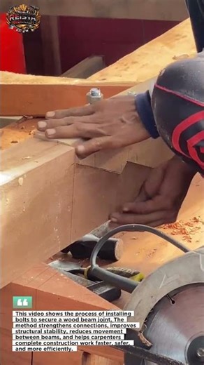 Strong Wood Beam Joint with Bolt Installation | Secure & Efficient Carpentry Method