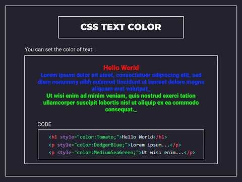 CSS Colors (CSS Color Names, CSS Background Color, CSS Text Color, CSS Border Color