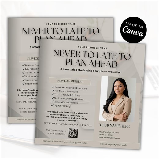 Life Insurance Agent Flyer Template | Editable Canva Flyer | Insurance Marketing Template | Digital Business Flyer | Insurance Agent Promo - Etsy