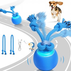 URRU Interactive Dog Toys Wicked Ball, Moving Dog Ball with Touch Activated, Squeaky Dog Toy, Active Rolling Ball for Small/Medium/Large Dogs, Dog Toys for Aggressive Chewers,Blue