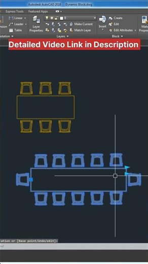 Dynamic Block in Autocad | Dining Table Dynamic Block | #shortsfeed #autocad #shorts #tutorial