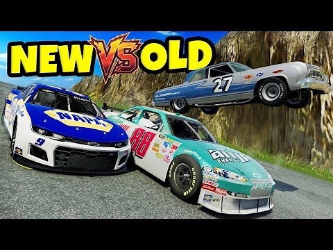 OLD vs NEW NASCAR Stock Cars Race & Crashes on a Mountain in BeamNG Drive Mods!