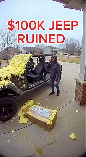 Jeep Owner Meets His Worst Enemy: Spray Foam. #porchpirate #automobile #funny #shorts #jeep
