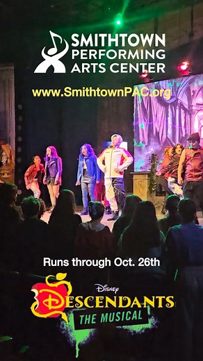 ✨ Disney’s Descendants is lighting up the stage at Smithtown Performing Arts Center! 🎭 Join Mal, Evie, Carlos, and Jay in this high-energy, family-friendly musical packed with catchy songs, wicked fun, and unforgettable characters. 👑 Experience Disney-level magic without Disney prices – now through October 26th! 🎟️ Seats are filling fast – get your tickets today and treat the whole family to a night they won’t forget! https://smithtownpac.org/disneys-descendants-the-musical/ Sponsored in part