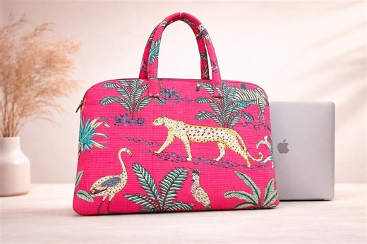 Handcrafted Quilted Laptop Bag, Jungle Print 15-inch Tote - Etsy