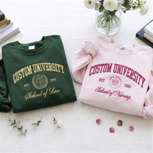 Embroidered Custom College Sweatshirt, Personalized University Logo Hoodie - Etsy