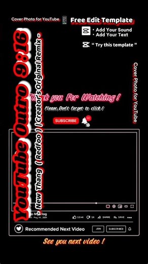 [🔥 CapCut Template] ✨ YouTube Outro 9 :16 | "dldm_bkk CapCut Lab " Signature Frame #youtubeshorts