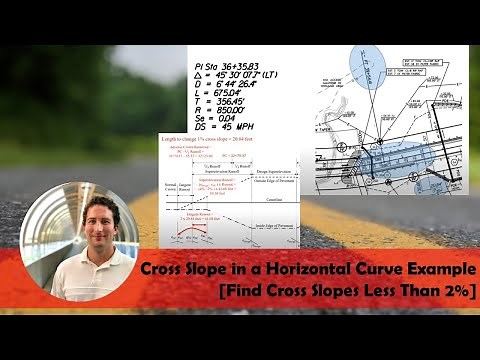 Cross Slope in a Horizontal Curve Example Problem [Find Cross Slopes Less Than 2%]