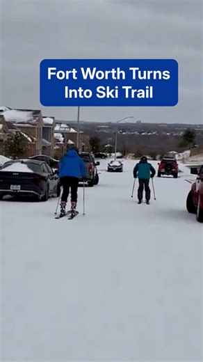 Frozen roads in Fort Worth made for fun ski trails, as the locals had some fun with the harsh conditions | The Weather Channel