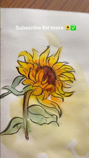 Easy Sunflower with Brush Pen & Watercolor 🌻 | Beginner Floral Painting Tutorial #artshorts