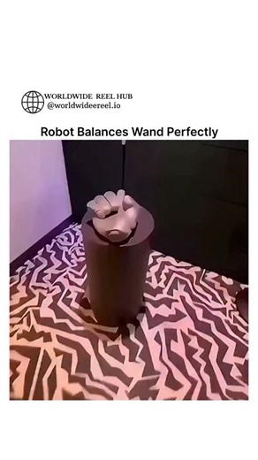 WORLDWIDE REEL HUB on Instagram: "showcases an impressive robotic balancing system that uses advanced control engineering and real-time physics simulations to keep a thin wand perfectly upright on a robotic "finger." The mechanism constantly makes micro-adjustments—tilting, shifting, and counteracting any disturbance—to maintain dynamic equilibrium, mimicking an inverted pendulum stabilized by rapid feedback loops. When the wand is nudged or the base is moved, the robot instantly compensates, pr