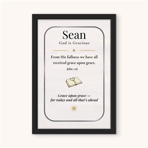 Sean Name Meaning Wall Art | Biblical Boy Name Print | Nursery to Teen Decor, Digital Download - Etsy