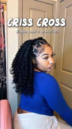 Criss Cross rubber band crochet 🧶 #explore #crochethairstyles #hairtutorial