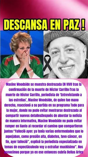 Maxine Woodside se muestra destrozada EN VIVO tras la confirmación de la muerte de Héctor Carrillo