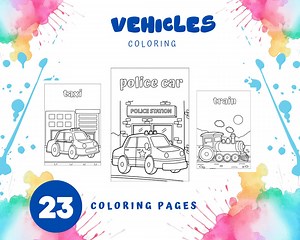 Vehicles Coloring, Kids Activities, Pages for Kids, Coloring Sheet, Kids Learn, Kids Coloring, Kindergarten, Homeschool, Printable Coloring - Etsy