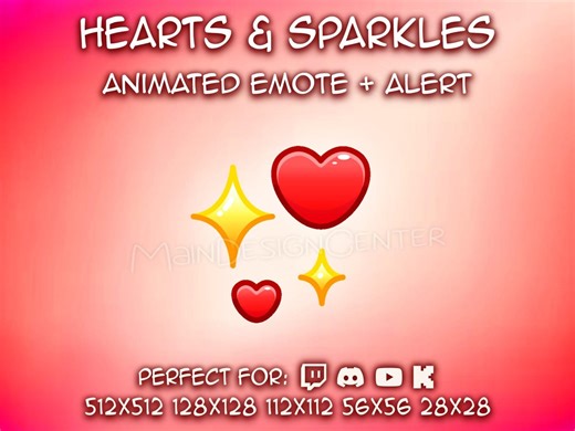 Hearts and Sparkles Animated Emote Romantic Love Emoji Twitch, Discord, Youtube, Kick Follow Alert - Etsy