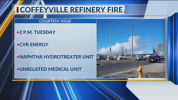 Emergency crews contain refinery fire in Coffeyville