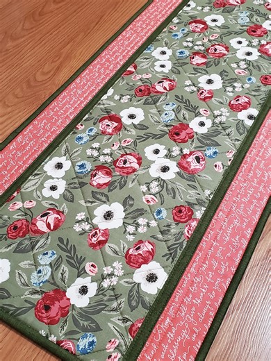 Handmade Quilted Vintage Style Floral Inspirational Table Runner, 43" X 14.5" - Etsy
