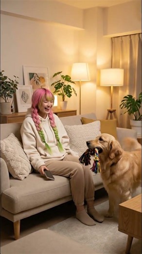 Golden Retriever Brings a Toy to Mitsuri | Too Cute to Ignore 🐶💖 #demonslayer