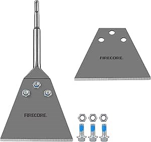 SDS Plus Floor Scraper Kit, Firecore 5 Inch x 11 Inch Tile Removal Tool SDS Plus Chisel Bit Heavy Duty for Rotary Hammer Drill, Thinset Vinyl Scraper Adhesives Remover with Replacement Balde FS22510