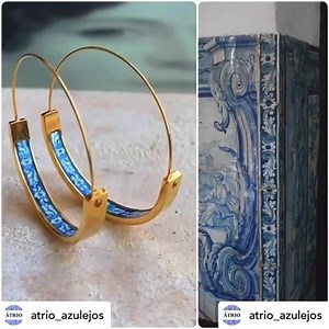 Blue Azulejo Tile Hoop Earrings. Stainless Steel with handmade Tiles by @atrio_azulejos . . . #atriotiles #hoopearrings #bohostyle #classicfashion #minimalearrings #handmadejewelry #portuguesetiles #history #giftforher #womensaccessories #travel #etsy #etsyhandmade #madeinusa #freeshipping #hypoallergenicearrings atriotiles.com | Átrio