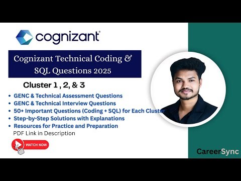 Cognizant Technical Interview Question 2025 Assessment for Cluster 1, 2 & 3 #cognizant #genc