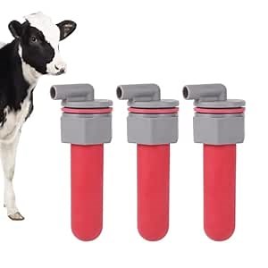 3PCS Calf Feeder Pacifier with Fixed Base for Feeding Milk Bucket Cow Nipple Calves Teats Soft Rubber Feeding Teats for Cattle Horse Donkey (Style-2)