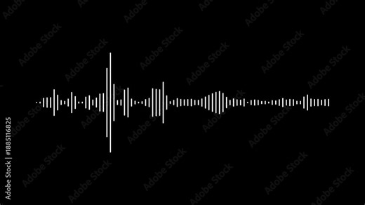Audio waveform spectrum animation on black background. Audio visualization- Podcast sound waves for online audio streaming. Audio wave oscillation graph motion. Abstract music waves oscillation.