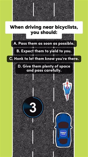myDMV Driving Test Practices on Instagram: "When driving near bicyclists… #dmv #permittest #driving #dmvtest #drivinglessons #driverlicense #dmvpermittest #drivingtest #dmvwrittentest #drivinglicense"