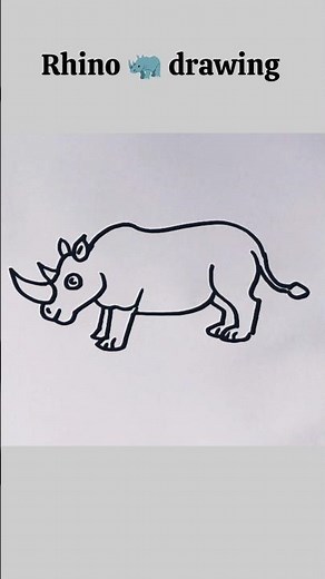 rhino drawing easy step by step #drawing #shorts
