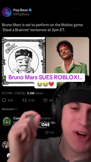 Bruno Mars SUES ROBLOX!.. 😭😭💔#brunomars #roblox #greenscreen | bruno mars brain rot