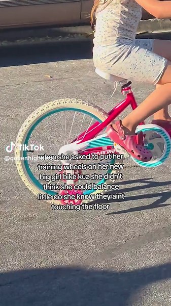 she needed them for a confidence boost realized she didnt need them at all! my baby is riding that bike! #proudmom #moms #learningtorideabike