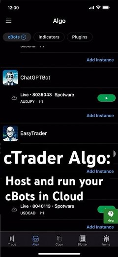 cTrader Algo: Host and run your cBots in Cloud