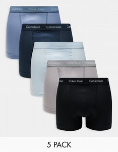 Calvin Klein - Cotton Classics - Lot de 5 caleçons - Bleu/neutre | ASOS