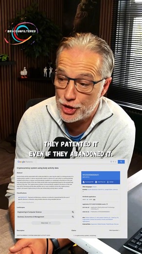 Bruce on Instagram: "They actually filed this. Microsoft. Patent WO2020060606 — a cryptocurrency system that uses your body activity to mine crypto. Brainwaves, heart rate, body heat — turned into “proof of work.” Now, the US filing was ABANDONED— so it’s NOT ACTIVE. But that’s not the point. The fact this idea even existed should terrify you. Because it shows how far Big Tech is willing to go to turn the human body into data — and data into money. No tinfoil hat needed. It’s right there, publis