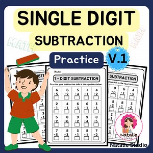 Mastering Math: Fun & Engaging Single Digit Subtraction Practice V.1 Worksheet