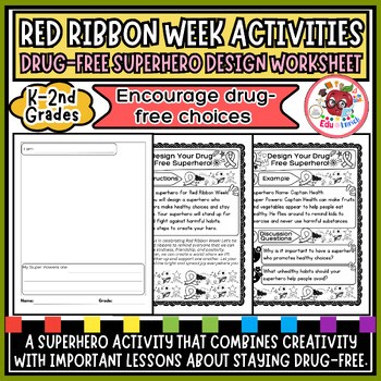 Red Ribbon Week 2025 | Drug-Free Superhero Design Activities Worksheet
