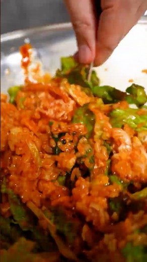 お肉を入れてレベルアップした！サンチュビビンパ 🥬🌶️