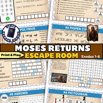 Moses Returns Bible Escape Room Printable, Come Follow Me Exodus 1–6 Escape Room