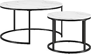 Henn&Hart Watson Coffee Table, 35" and 22" Wide, Black/White