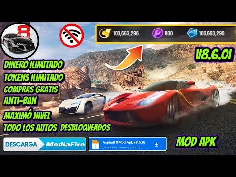 ASPHALT 8 MOD APK V8.6.0i TOKENS DINERO ILIMITADO ANDROID 2025