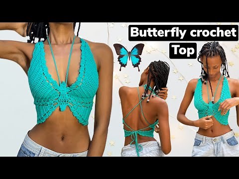 Crochet butterfly top full coverage with subtitles
