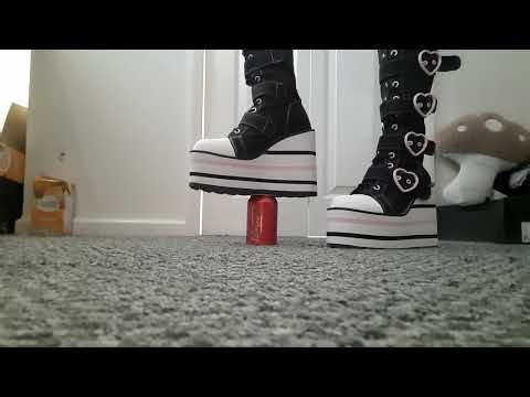 Giantess platform boots crush can