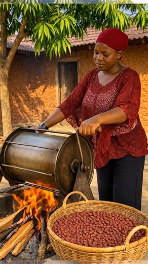 "Groundnut frying machine in the local fire"